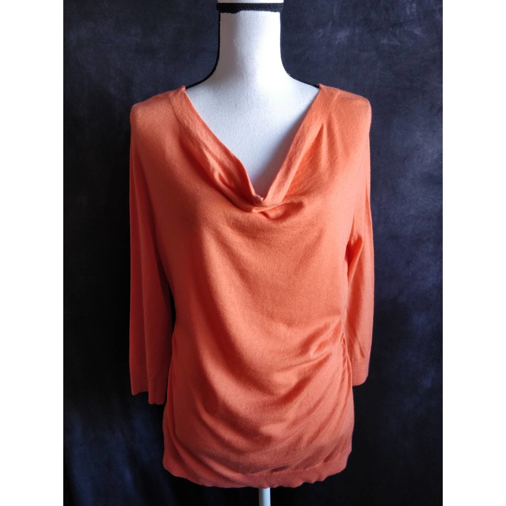 Ann Taylor Coral Orange Cowl Neck Sweater L